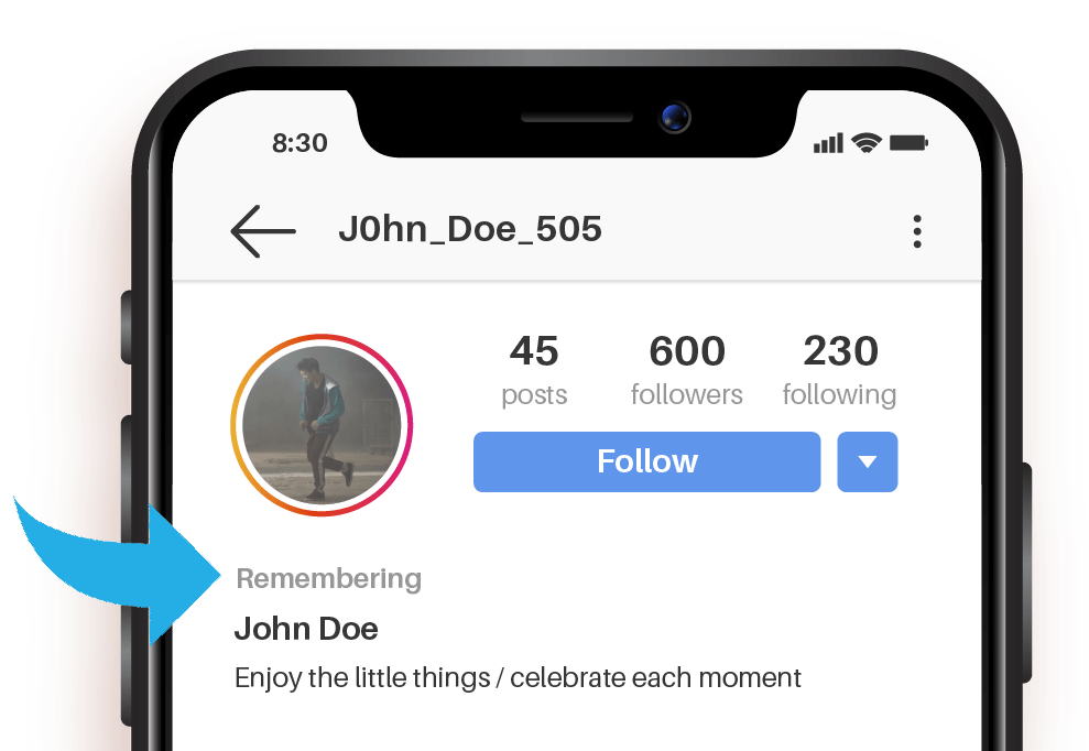 Instagram profile remembering John Doe