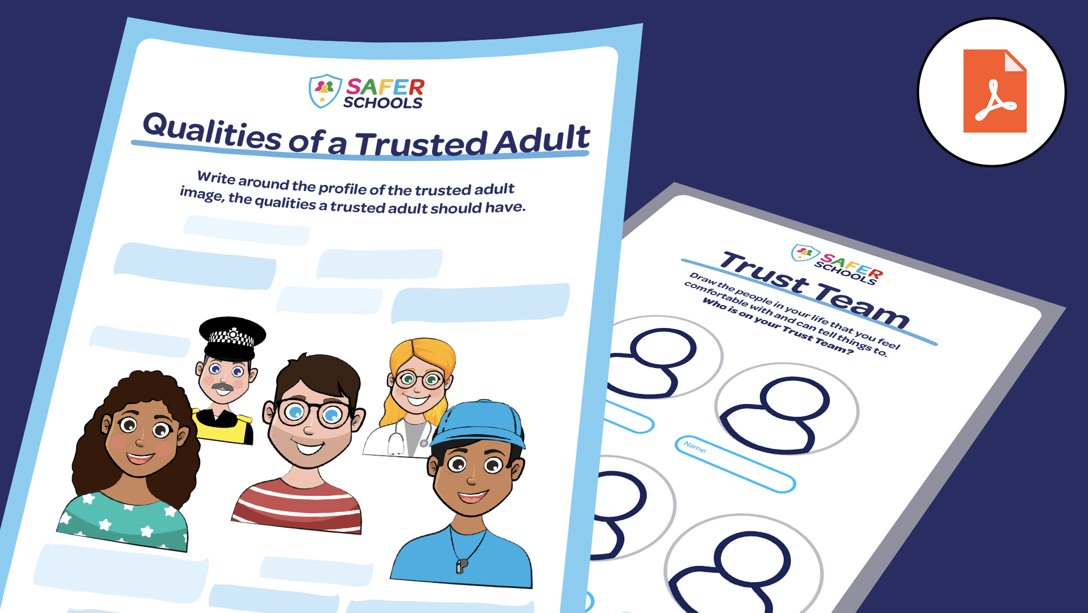 trusted adult primary worksheet mockups