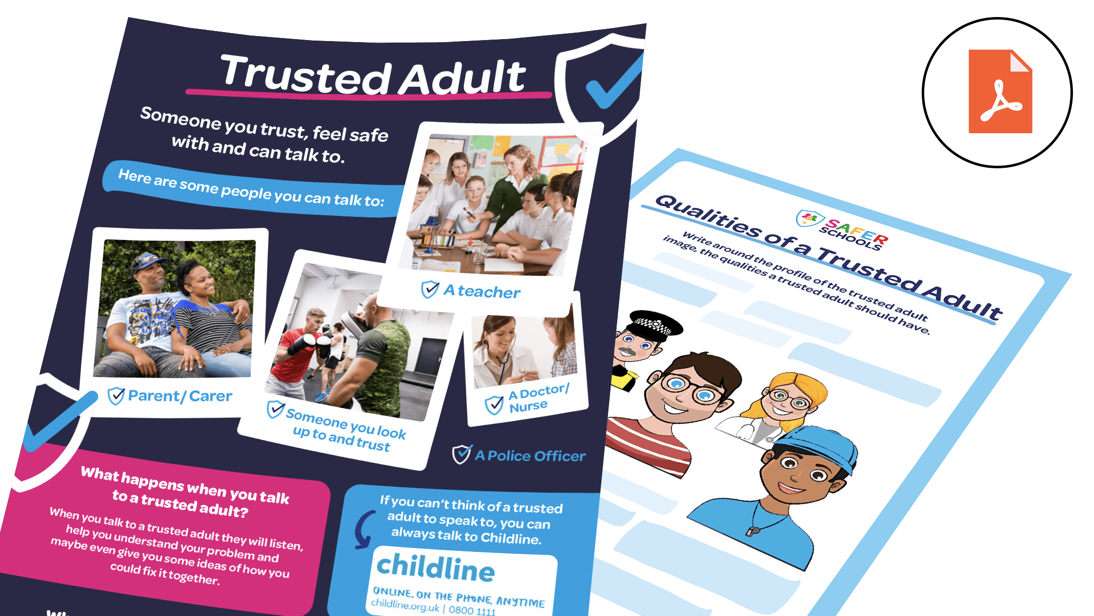 trusted adult secondary worksheet mockups