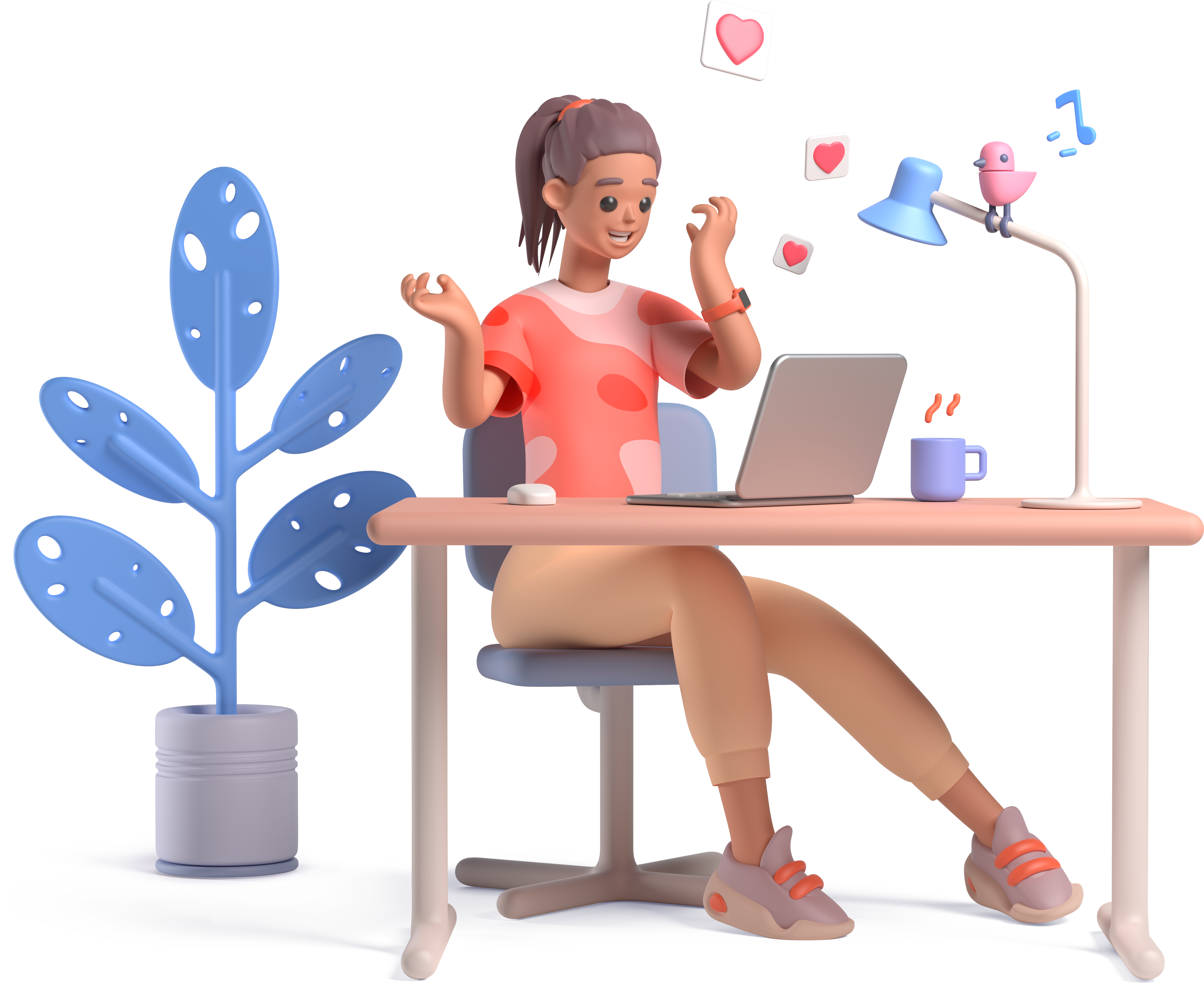 girl on laptop illustration
