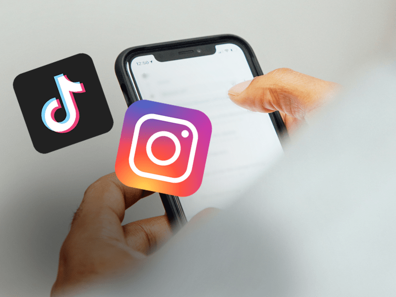 Image of a phone with instagram and TikTok logos beside it