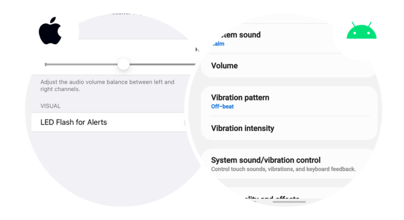 How to add sound and vibration alerts on apple and android for assistive technology