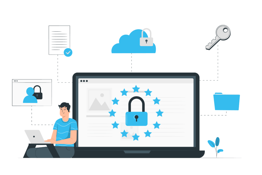 dataprotection-01 illustration of a laptop with secure data protection