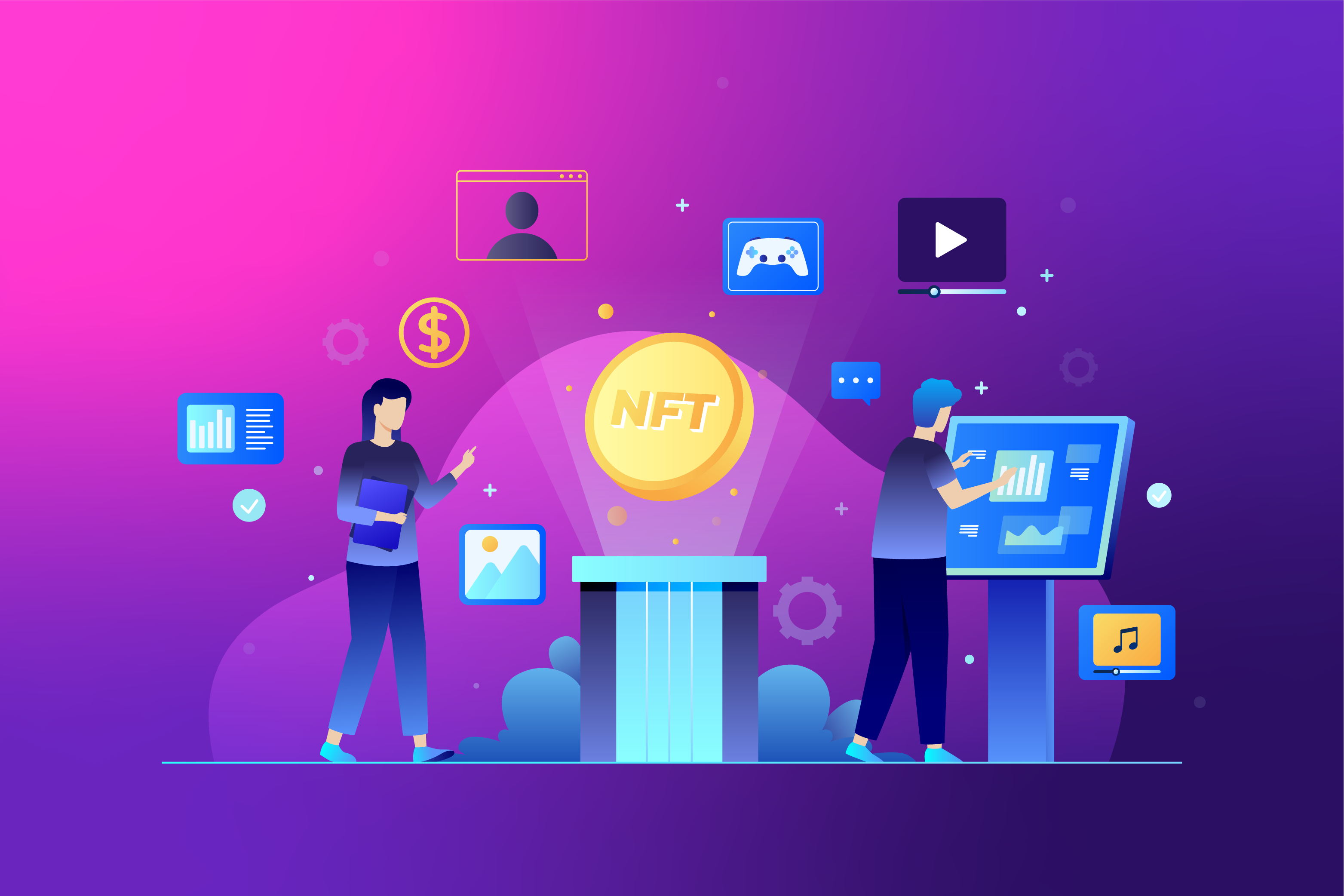 Illustration of the Metaverse and NFT&amp;#x27;s