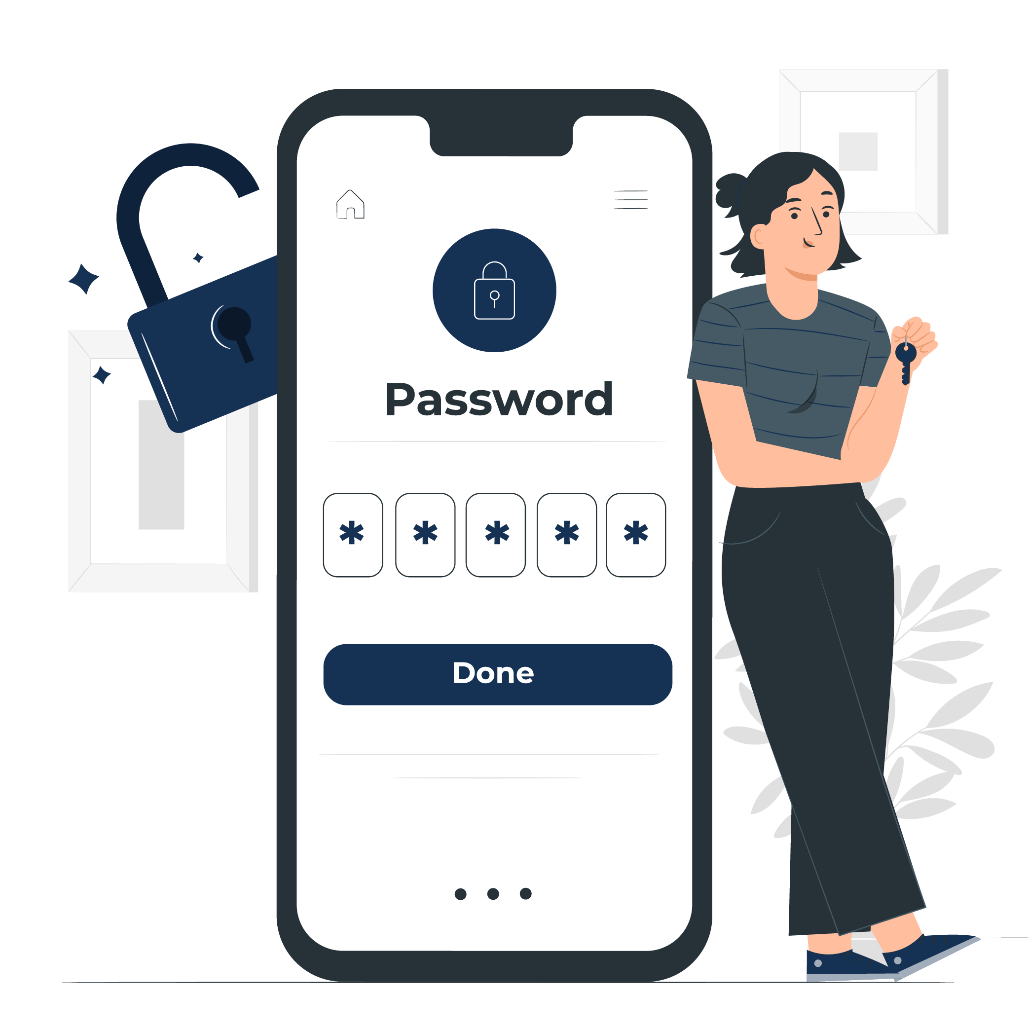 illustration of a phone password