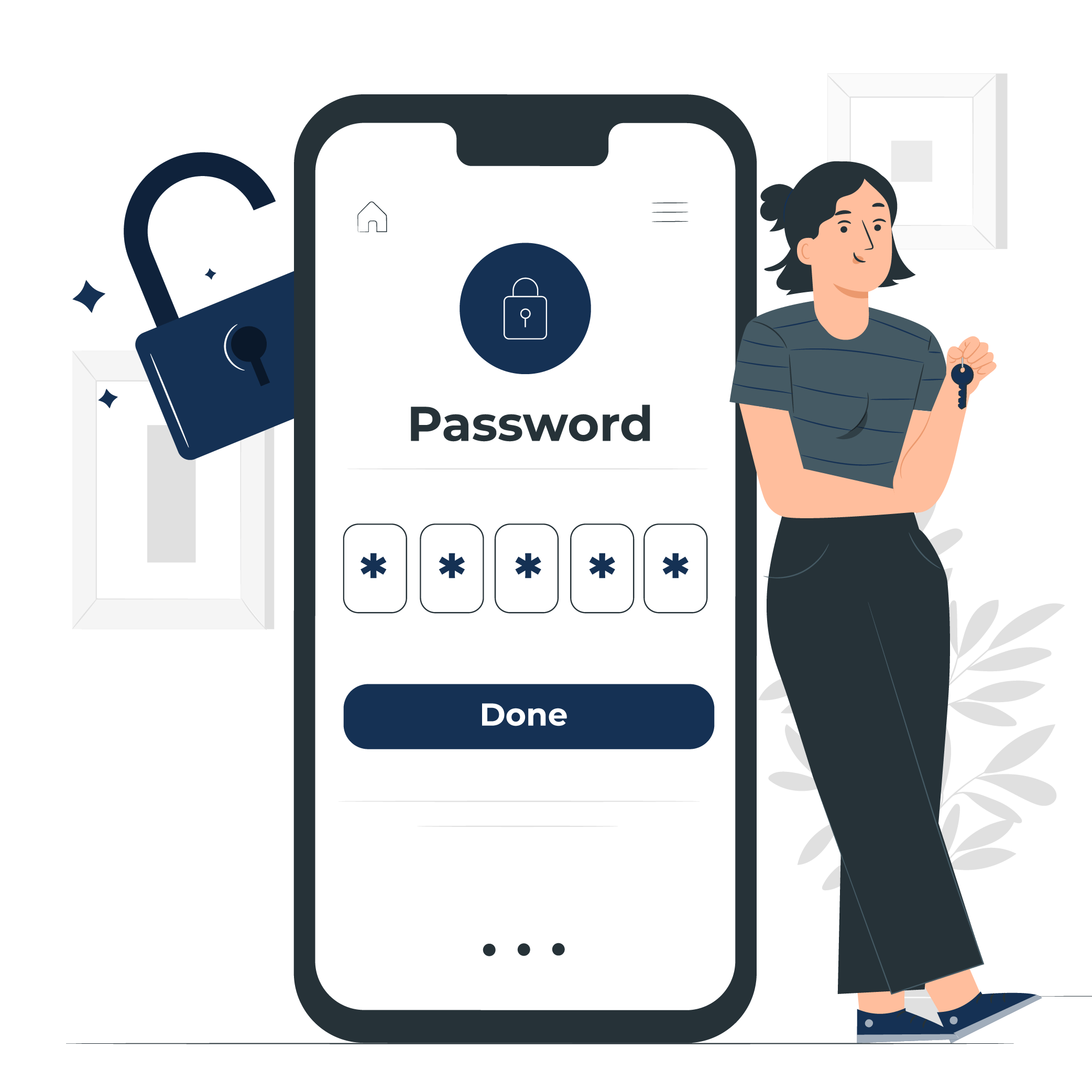 illustration of password settings on a phone